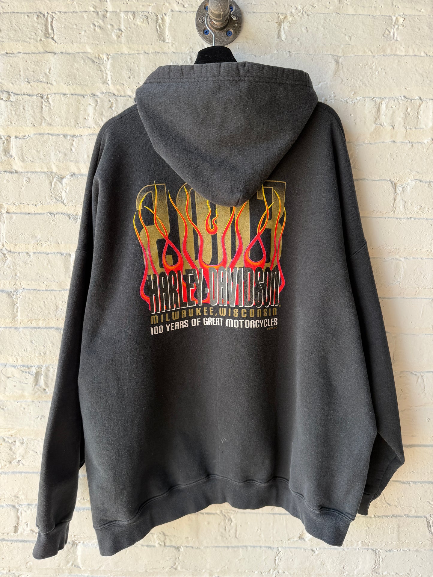 Vintage 2003 Harley Davidson Zip Up Hoodie Size 2XL