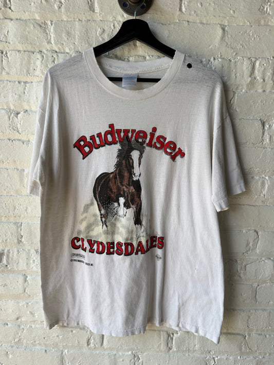 Vintage Distressed Budweiser Clydesdales Shirt Size Large