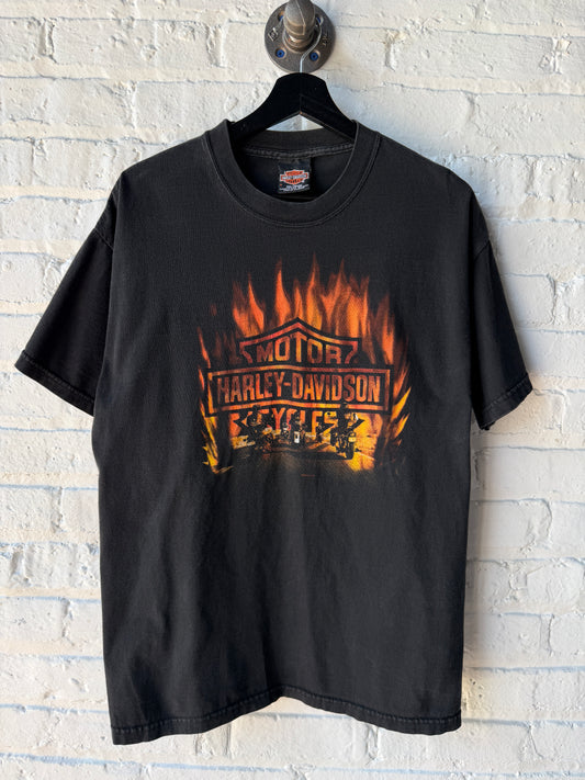 Vintage 2000 Harley Davidson Flaming Logo Shirt SIze Large