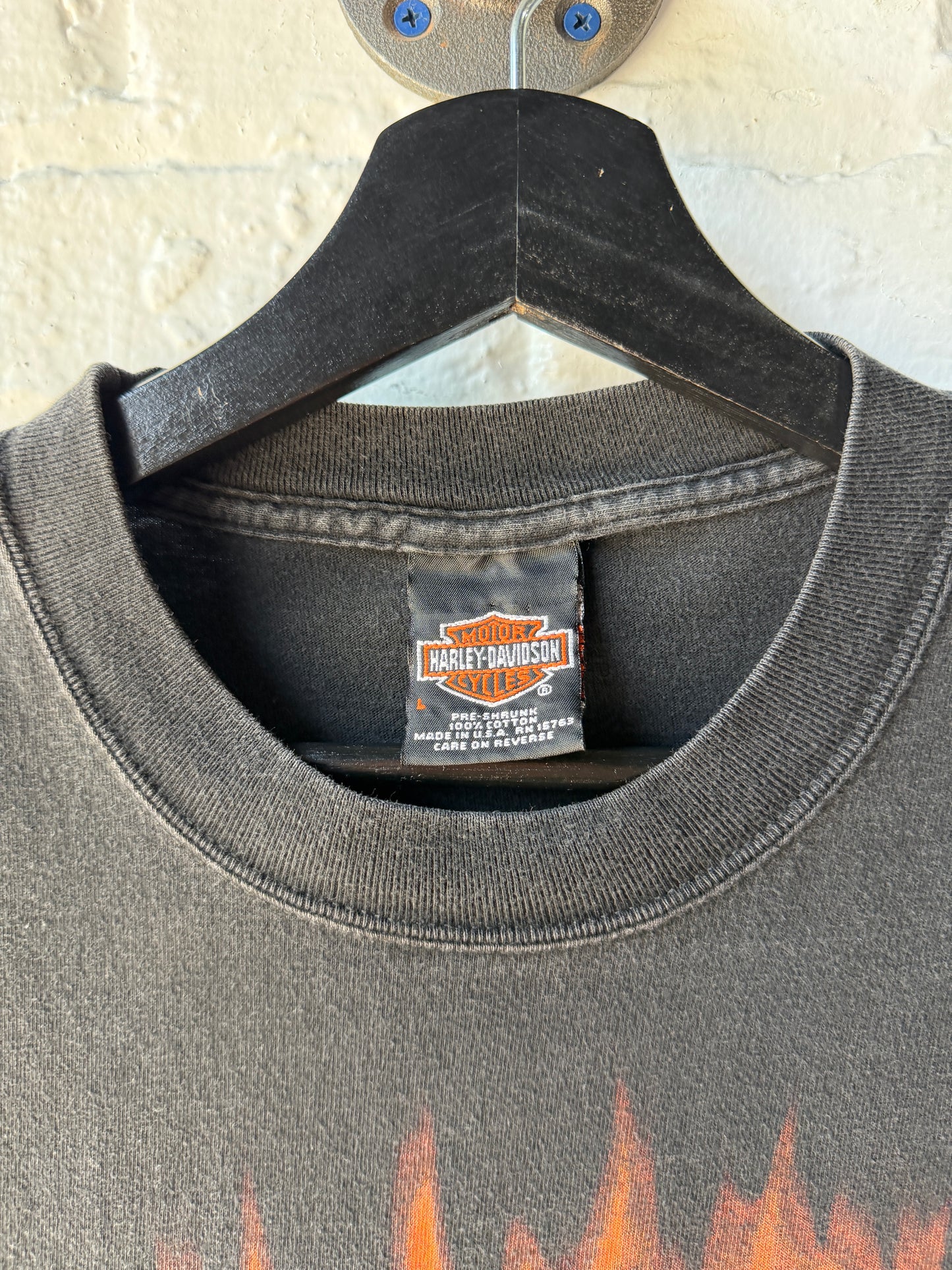 Vintage 2000 Harley Davidson Flaming Logo Shirt SIze Large