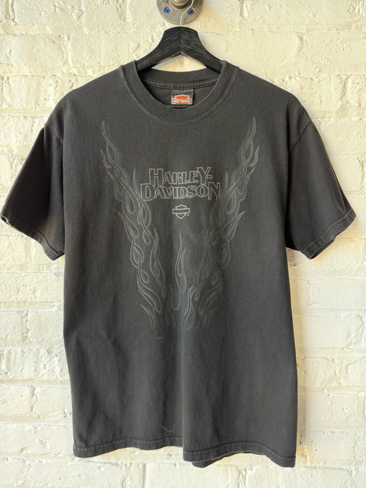 Vintage 2000 Harley Davidson Black V Flame Shirt Size Medium