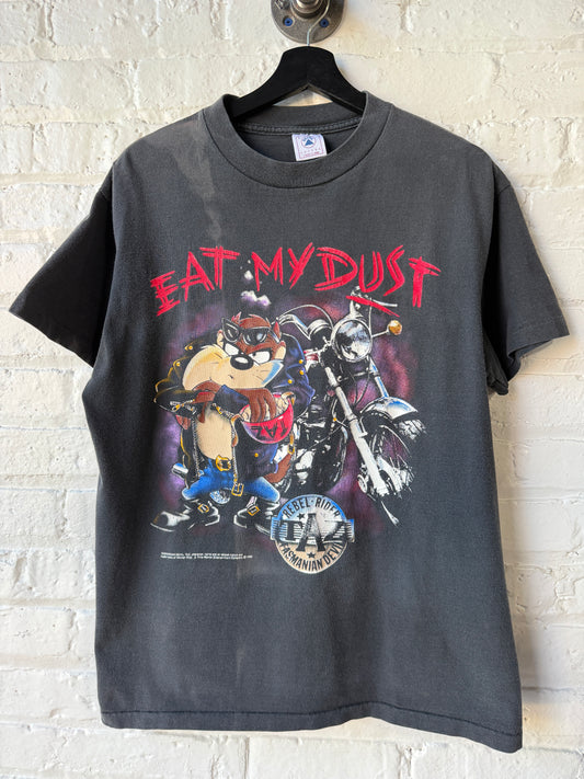 Vintage 1992 Taz Eat My Dust Biker Shirt Size Large