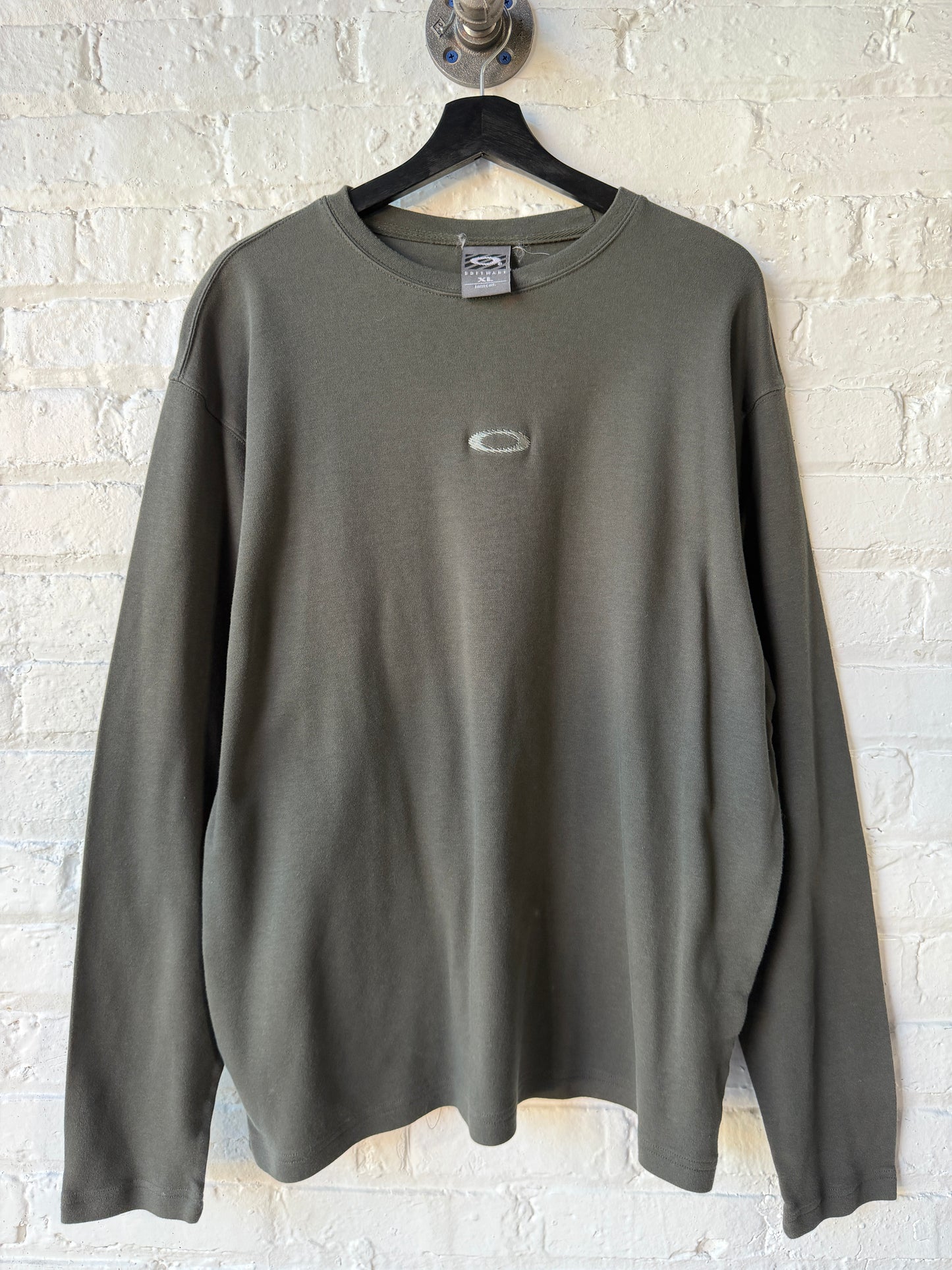 Vintage Oakley Software Center Logo Green Long Sleeve Shirt Size XL