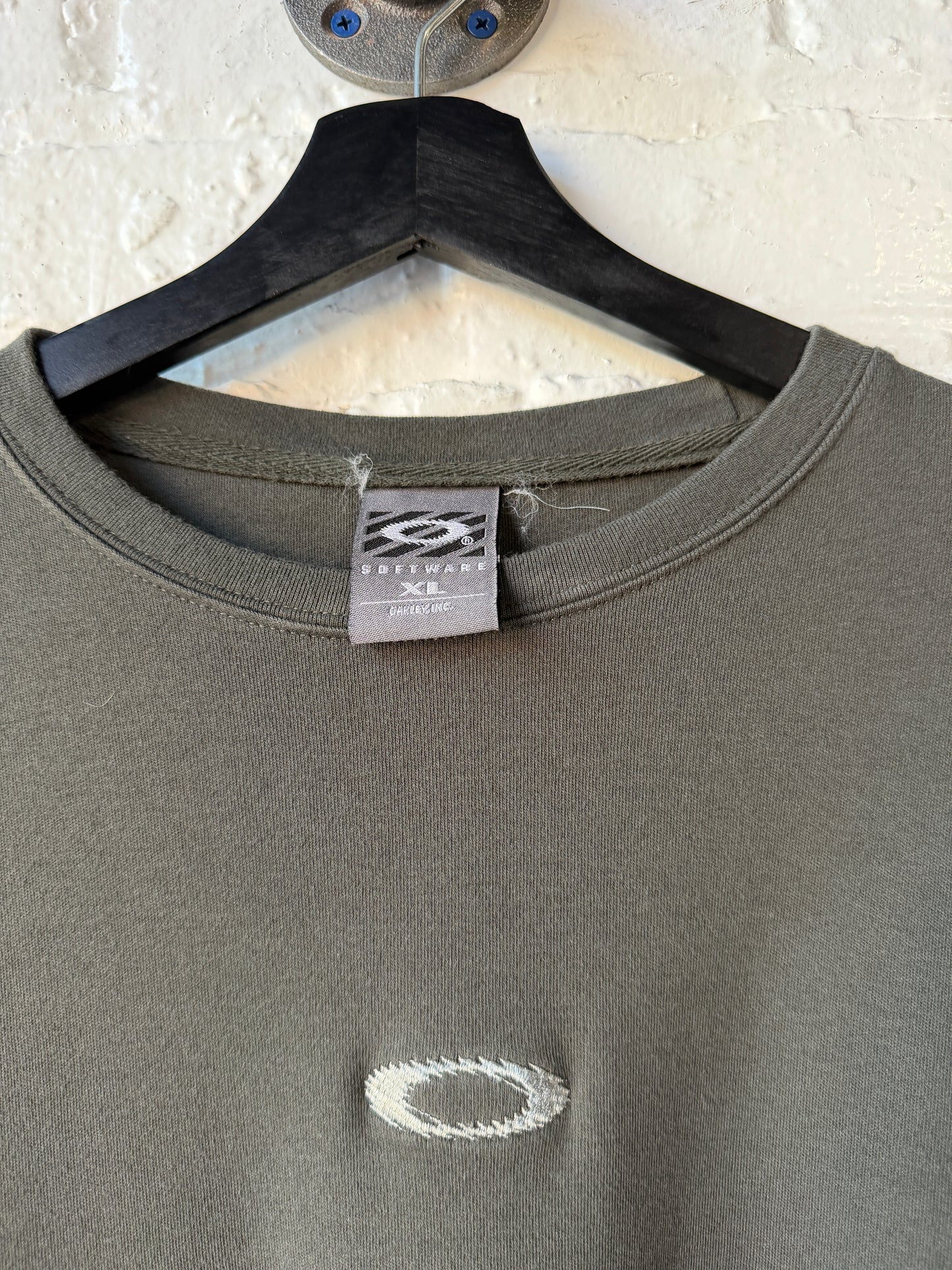 Vintage Oakley Software Center Logo Green Long Sleeve Shirt Size XL