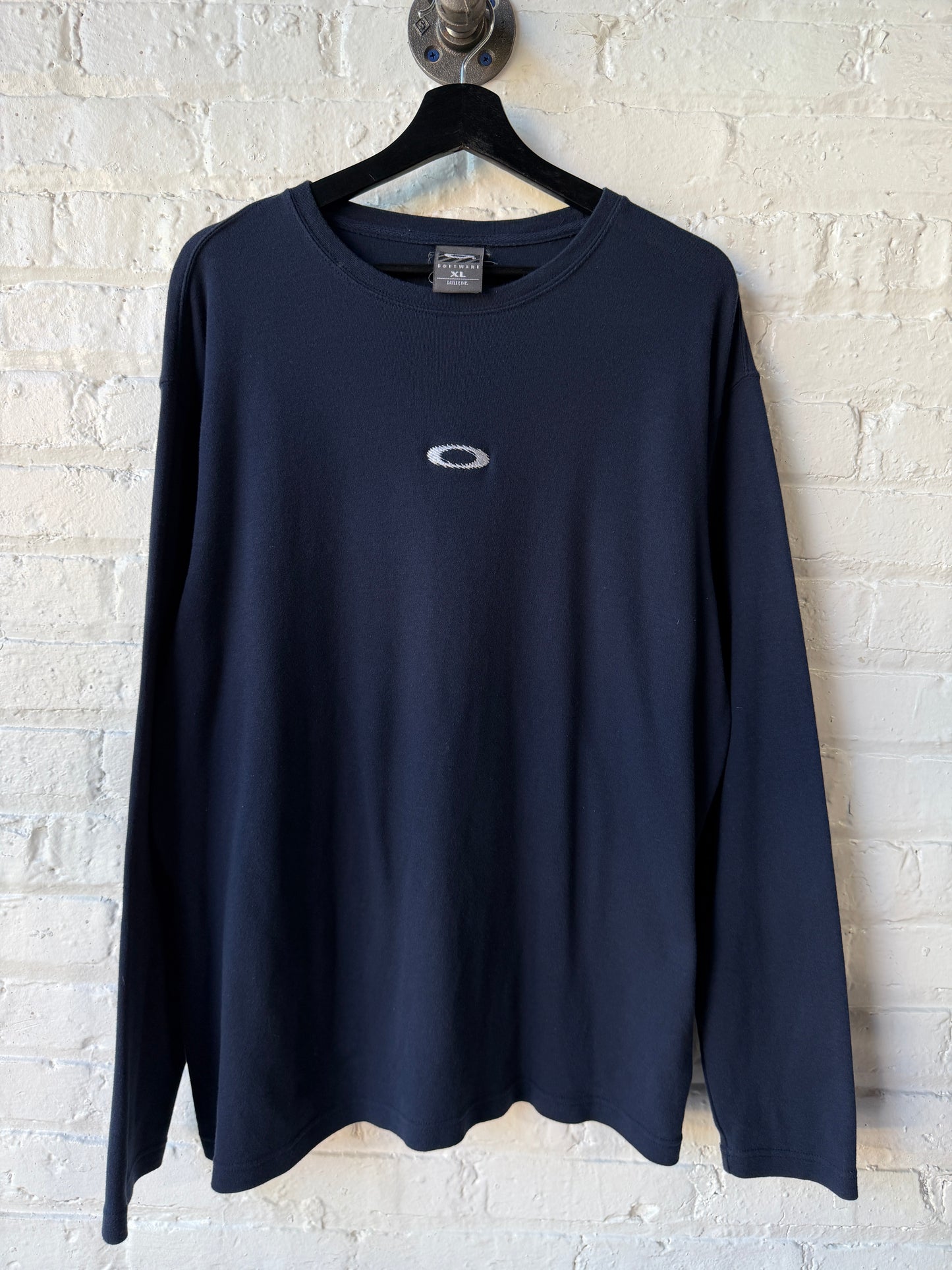 Vintage Oakley Software Center Logo Navy Long Sleeve Shirt Size XL