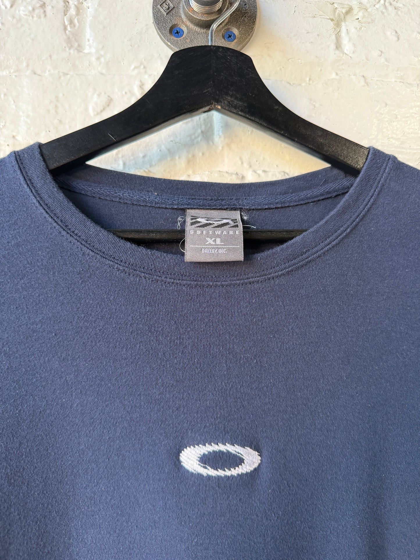 Vintage Oakley Software Center Logo Navy Long Sleeve Shirt Size XL