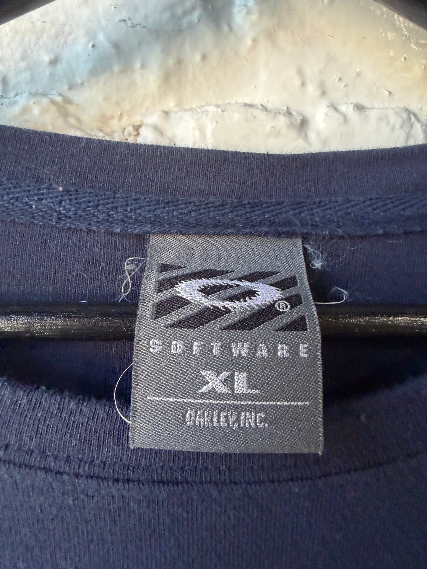 Vintage Oakley Software Center Logo Navy Long Sleeve Shirt Size XL