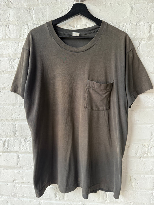 Vintage Black Pocket T Shirt Size Large