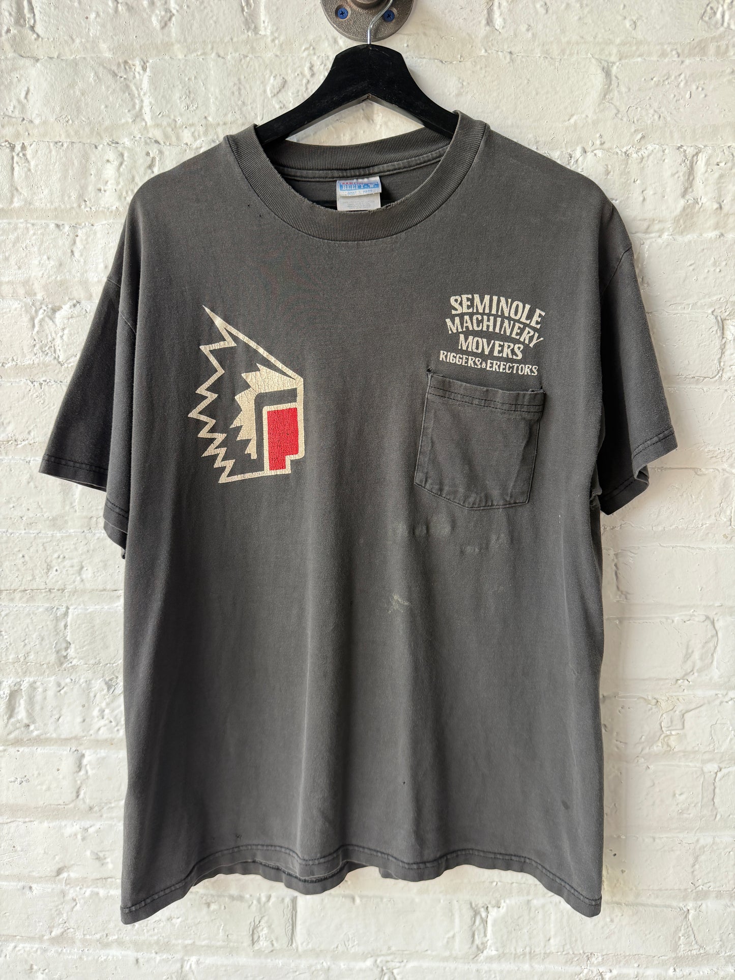 Vintage Seminole Machinery Pocket T Shirt Size Large
