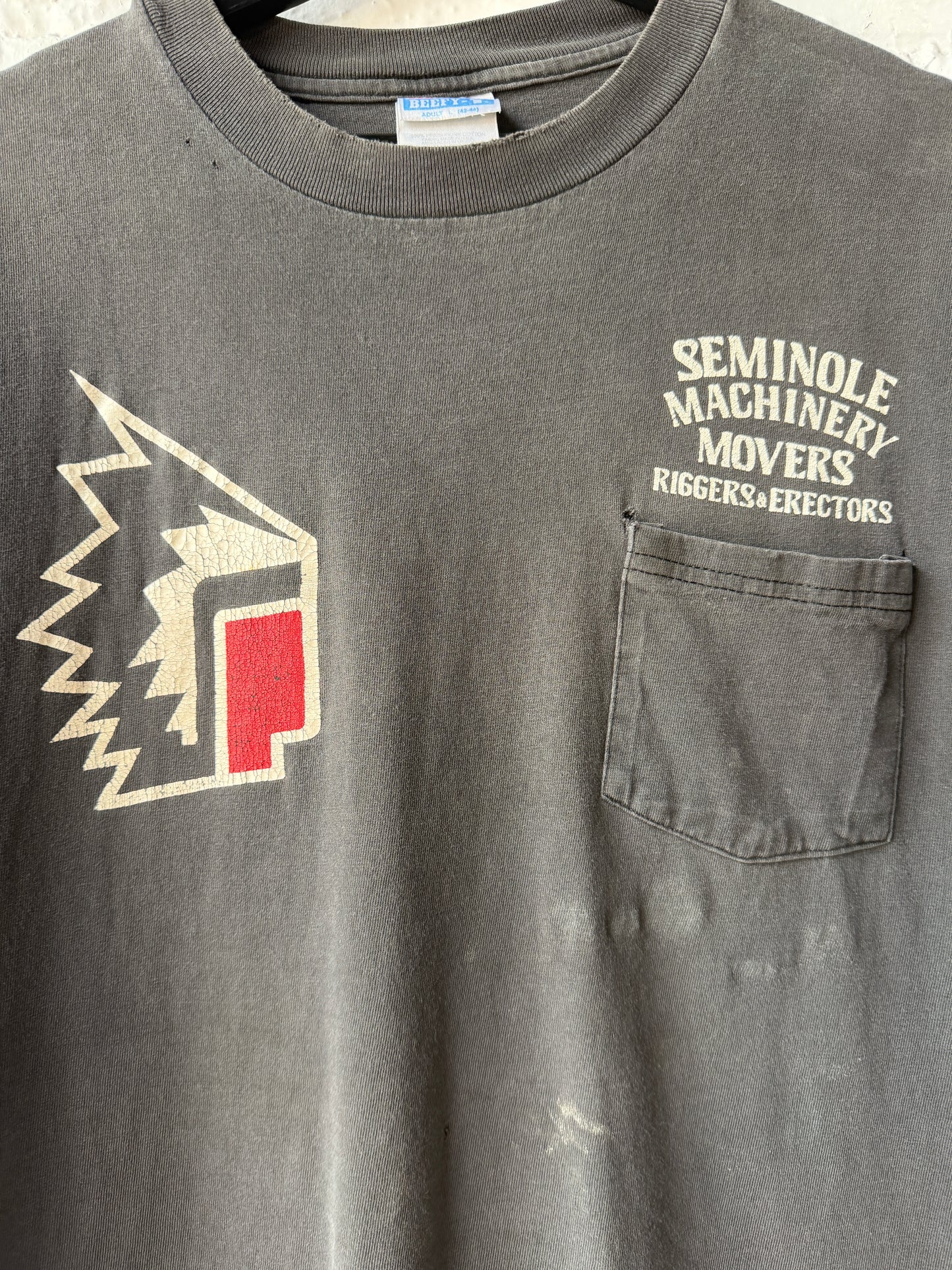 Vintage Seminole Machinery Pocket T Shirt Size Large