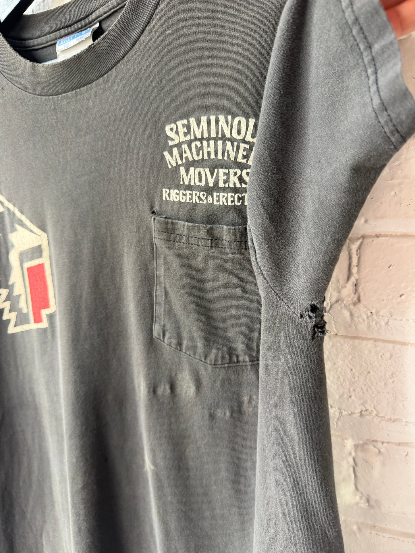 Vintage Seminole Machinery Pocket T Shirt Size Large