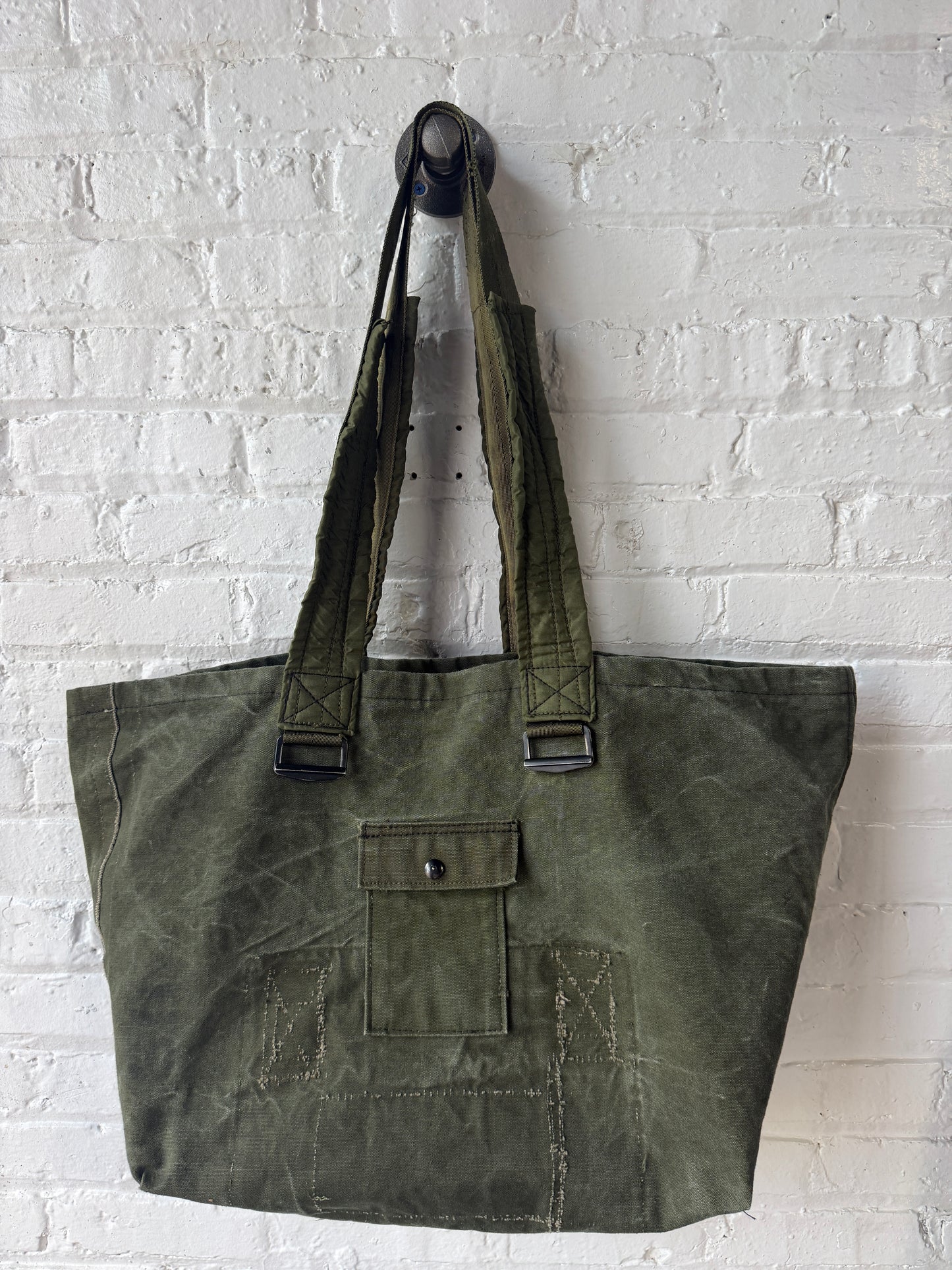 Reworked Military Canvas Large Tote Bag