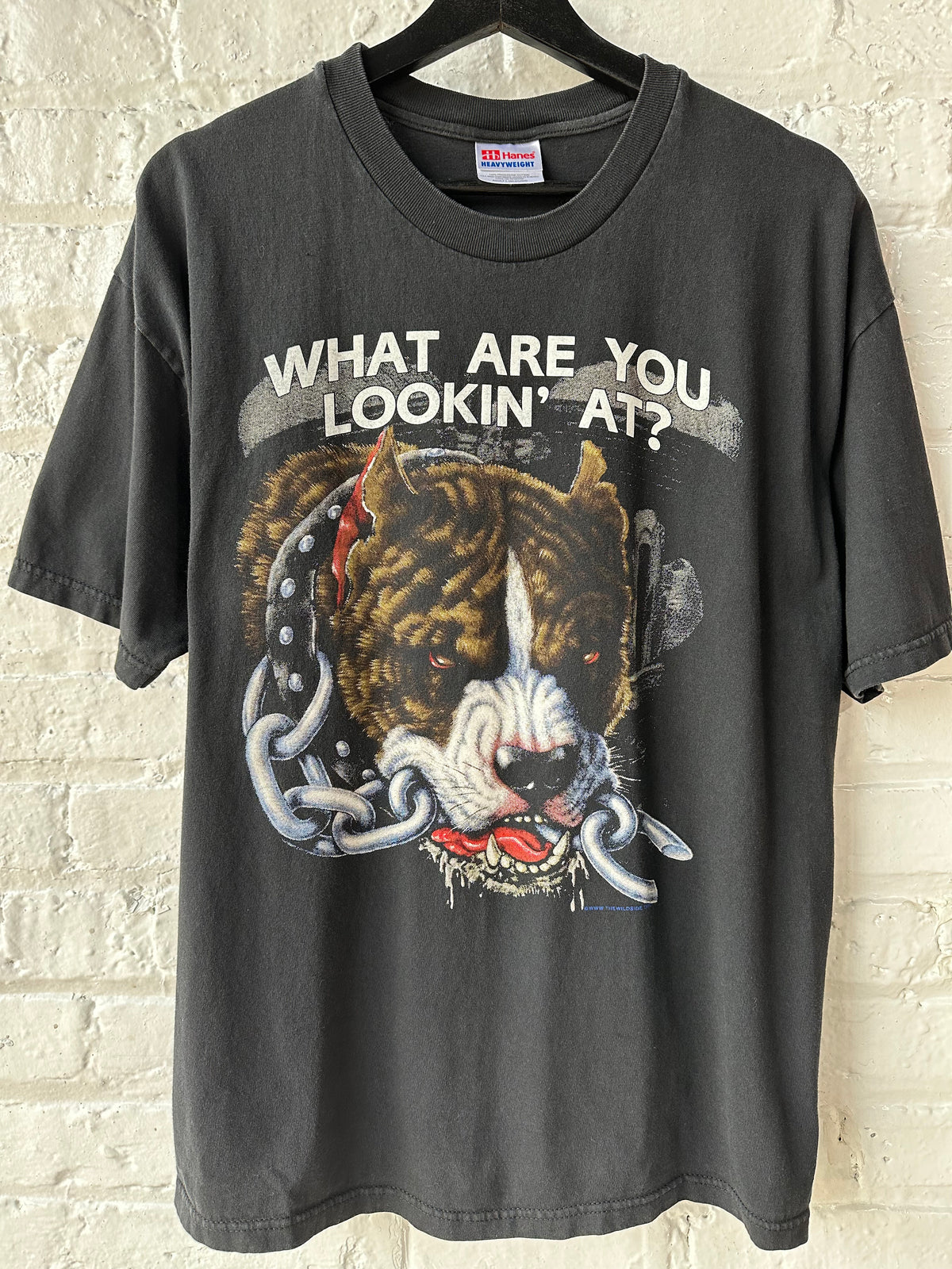 Vintage 1990s Wildside Pit Bull Biker Graphic Tee Size Large