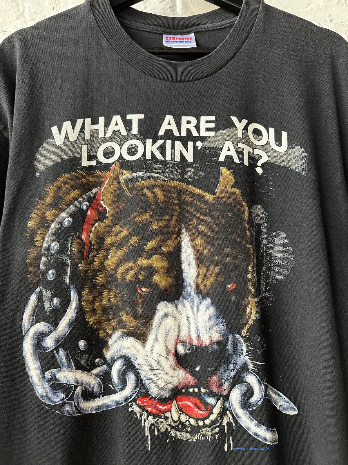 Vintage 1990s Wildside Pit Bull Biker Graphic Tee Size Large