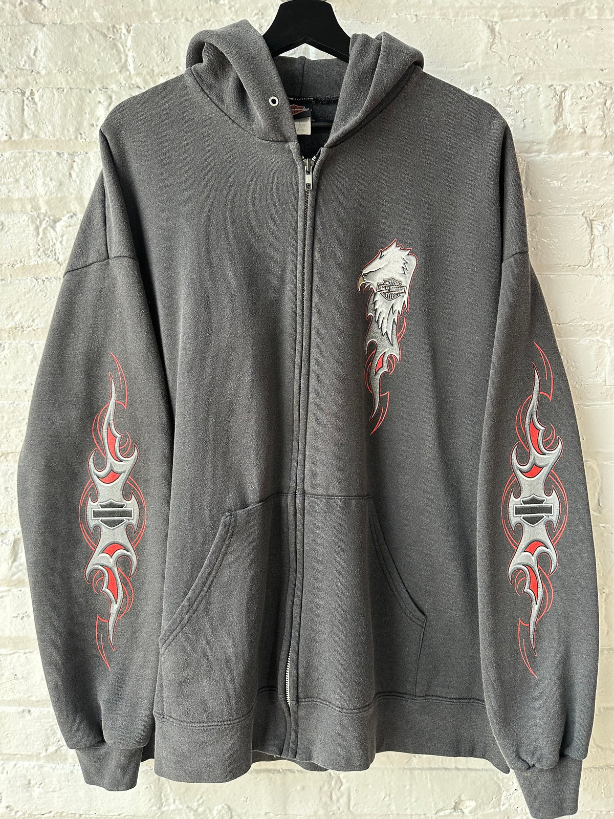 Vintage 2002 Harley Davidson Zip Up Hoodie Size 2XL