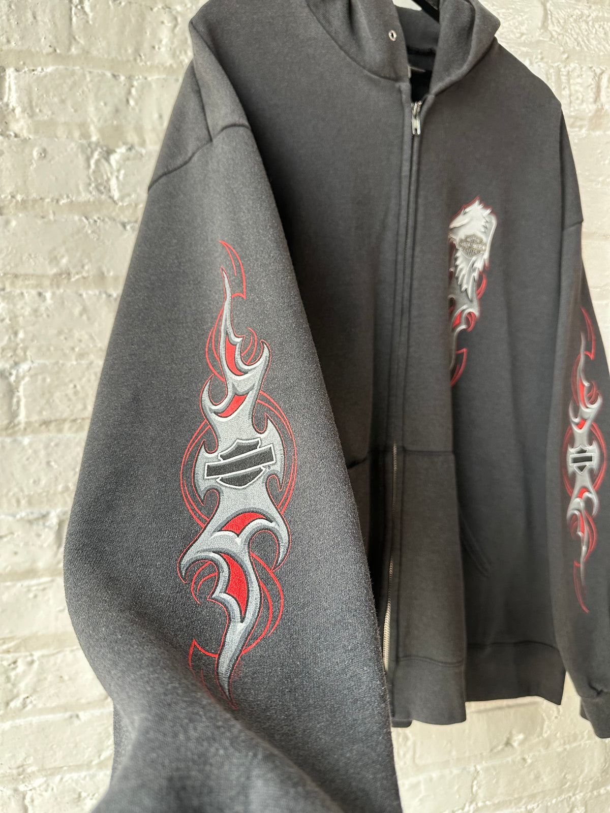 Vintage 2002 Harley Davidson Zip Up Hoodie Size 2XL