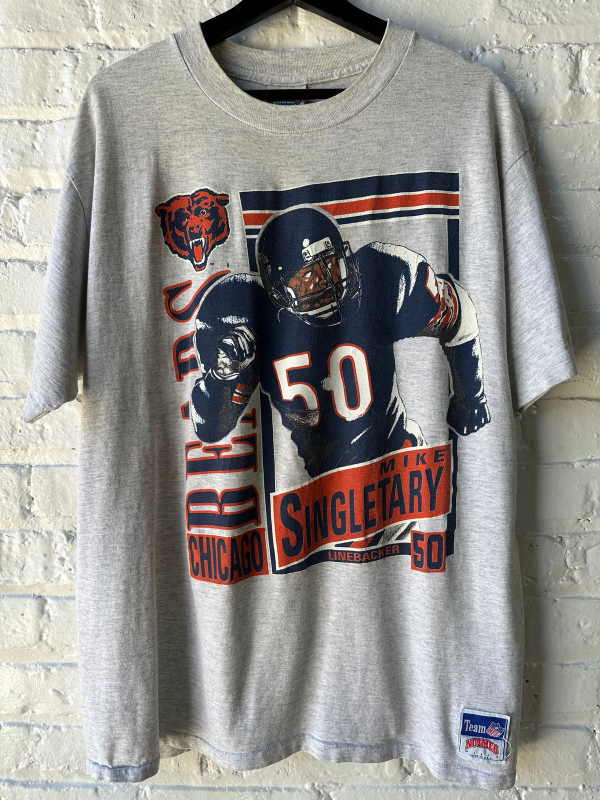 Vintage 90s Mike Singletary Chicago Bears Nutmeg Shirt Size XL