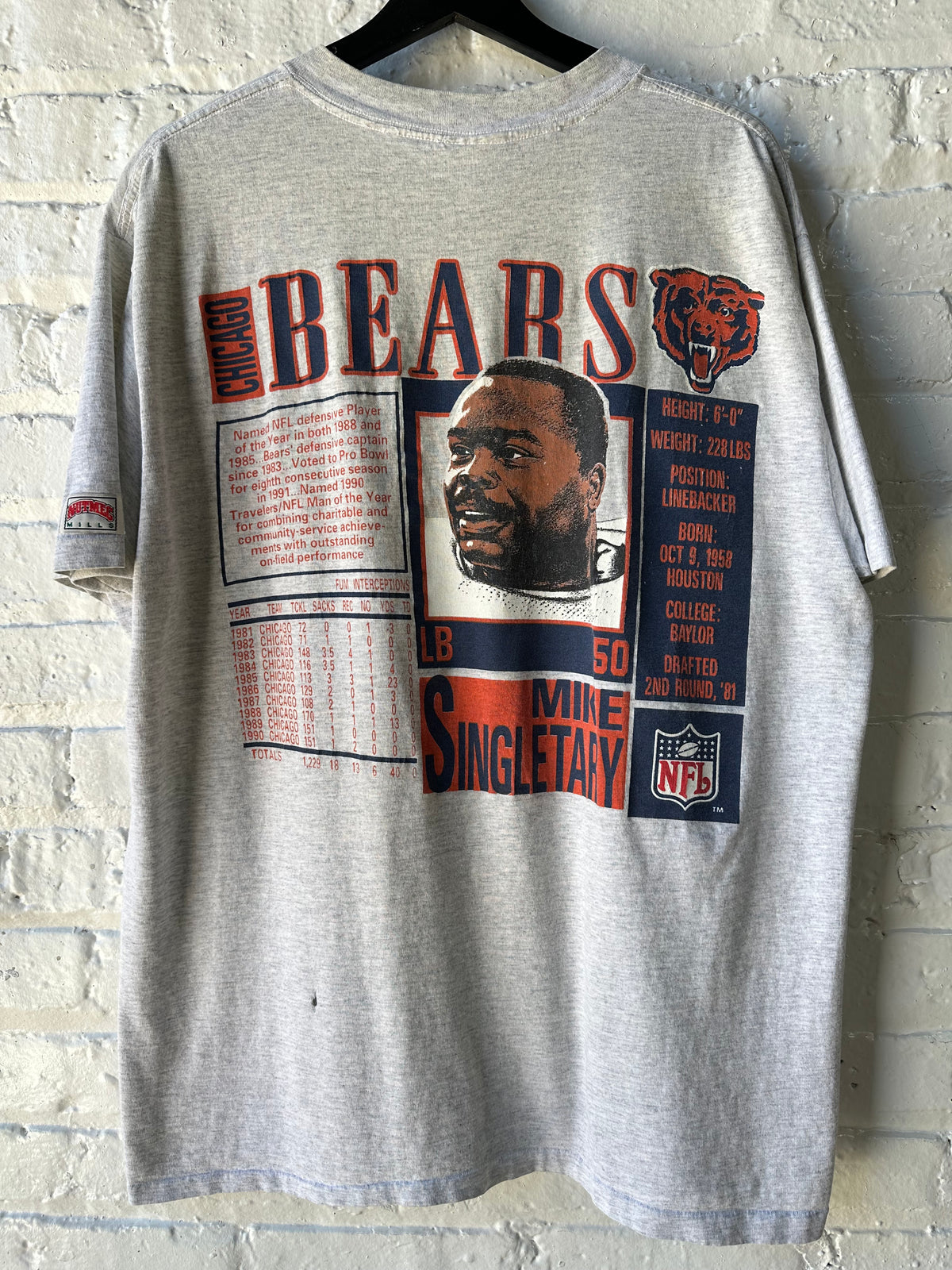 Vintage 90s Mike Singletary Chicago Bears Nutmeg Shirt Size XL