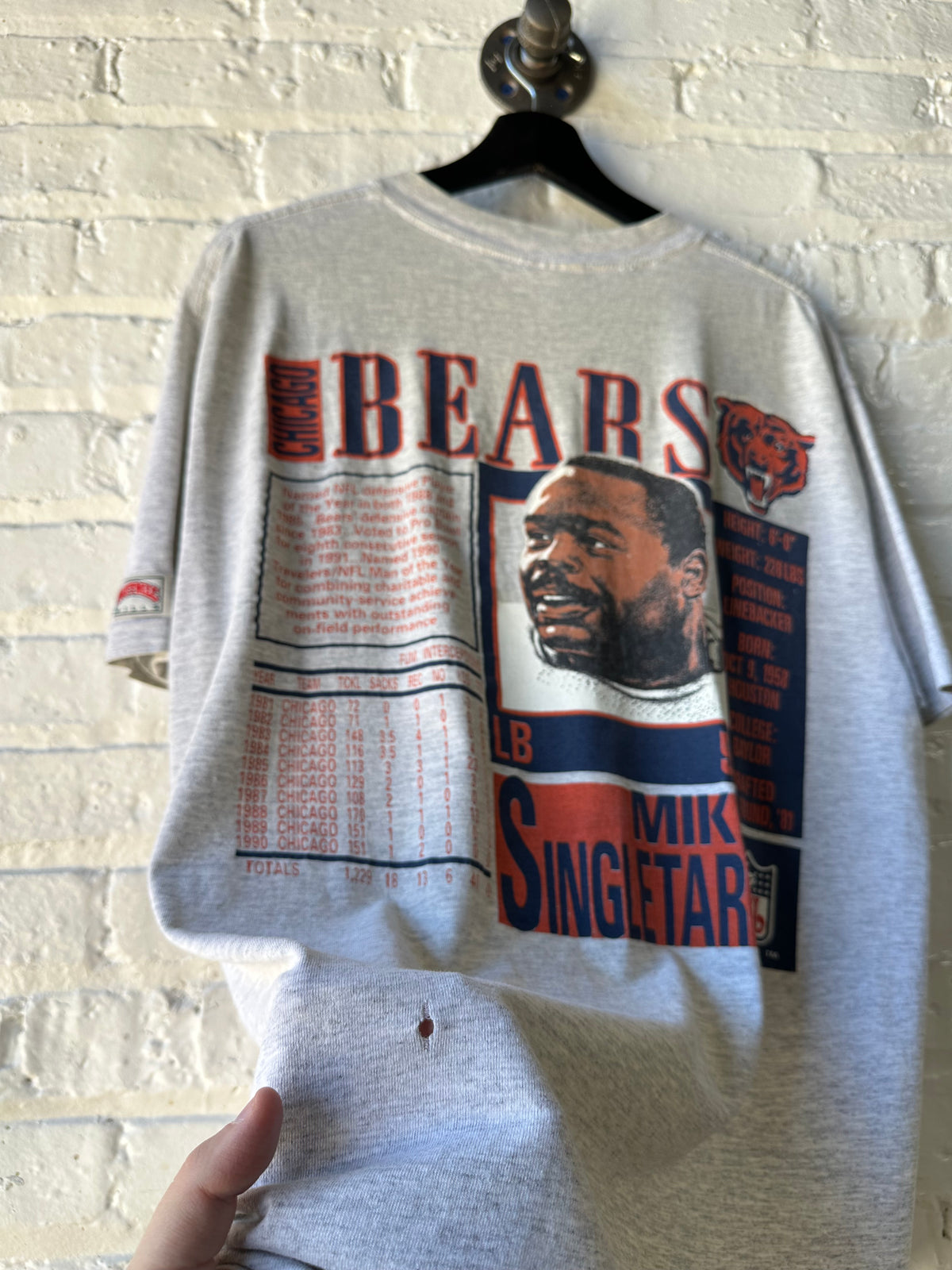 Vintage 90s Mike Singletary Chicago Bears Nutmeg Shirt Size XL
