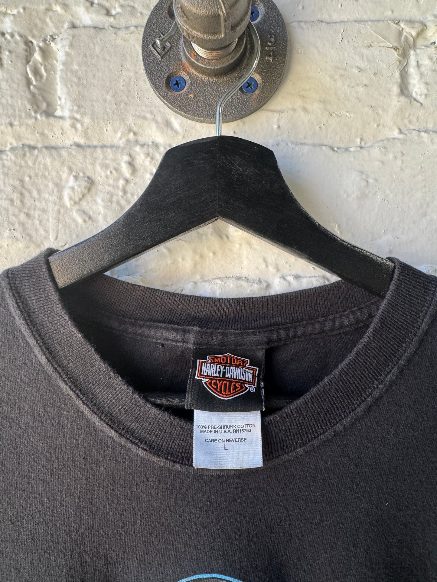 Vintage Harley Davidson Blue Flame T Shirt Size Large