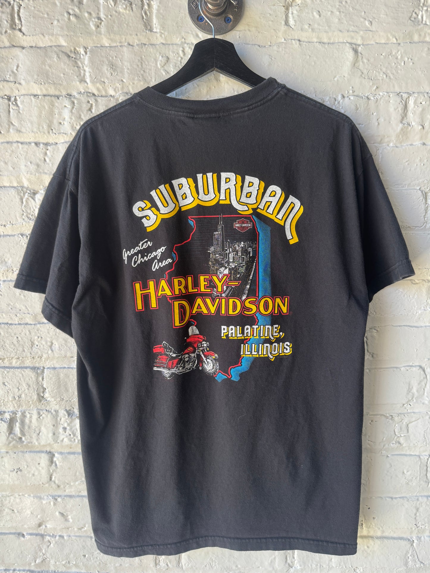 Vintage Harley Davidson Blue Flame T Shirt Size Large