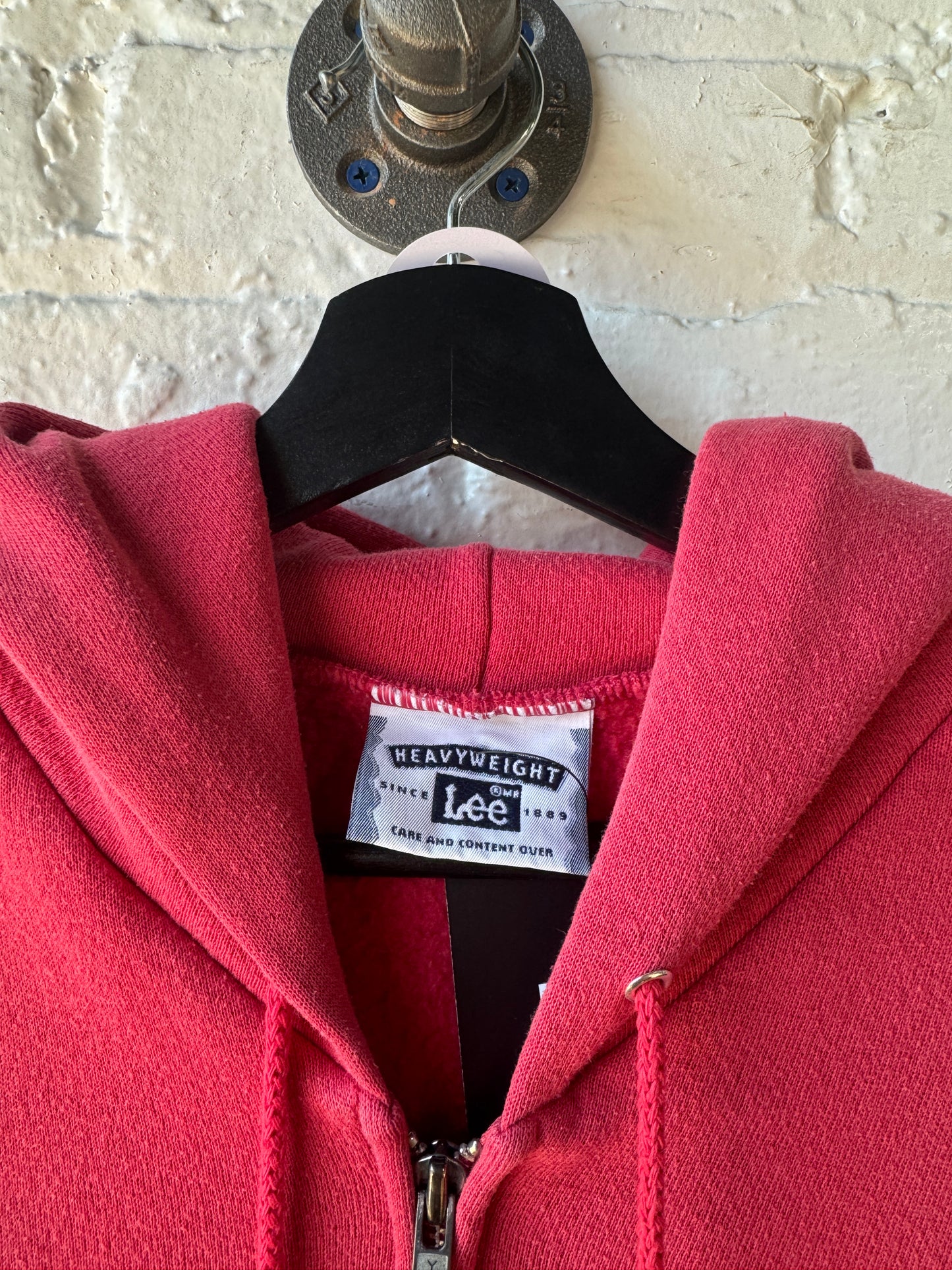 Vintage Lee Pink Zip Up Hoodie Size Large