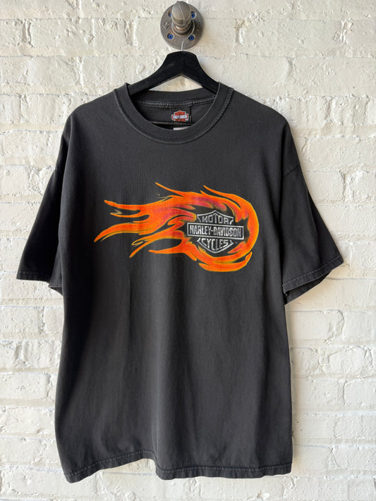 Vintage 2001 Harley Davidson Vegas Flame Ball Shirt Size XL