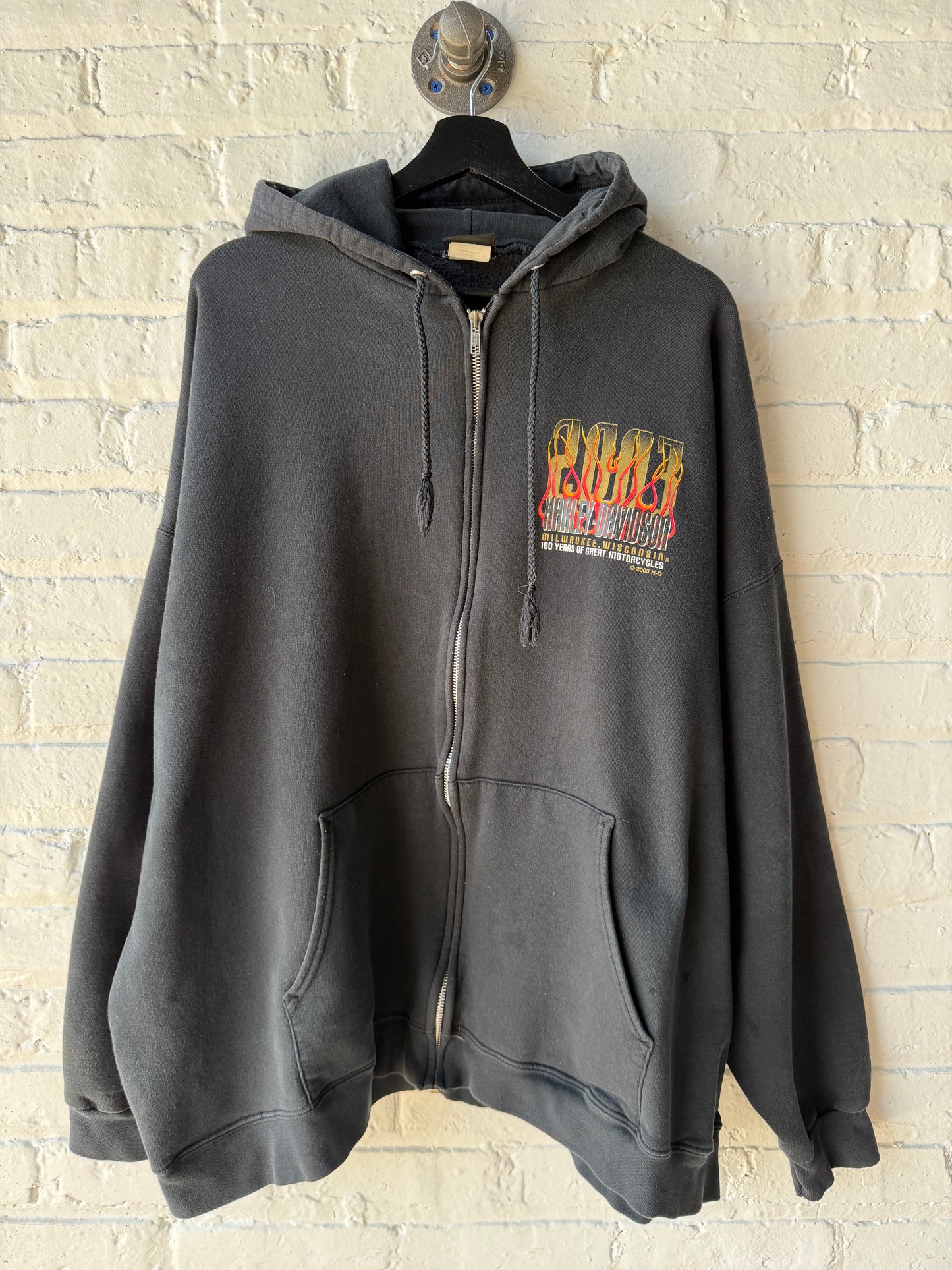 Vintage 2003 Harley Davidson Zip Up Hoodie Size 2XL