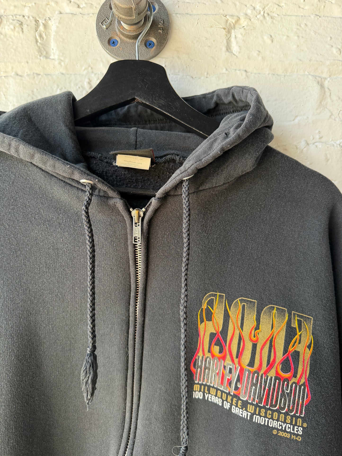 Vintage 2003 Harley Davidson Zip Up Hoodie Size 2XL