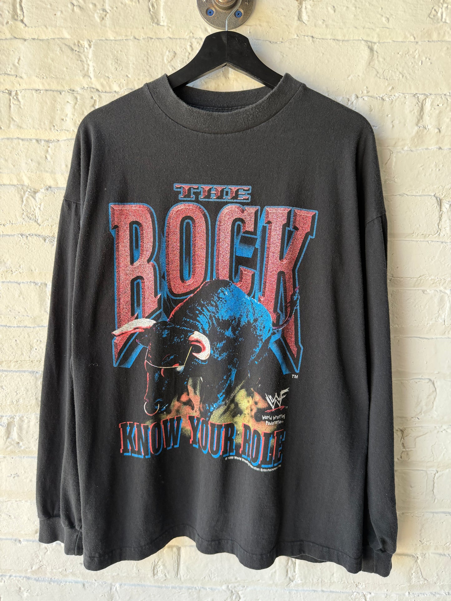 Vintage The Rock WWF Long Sleeve Shirt Size XL